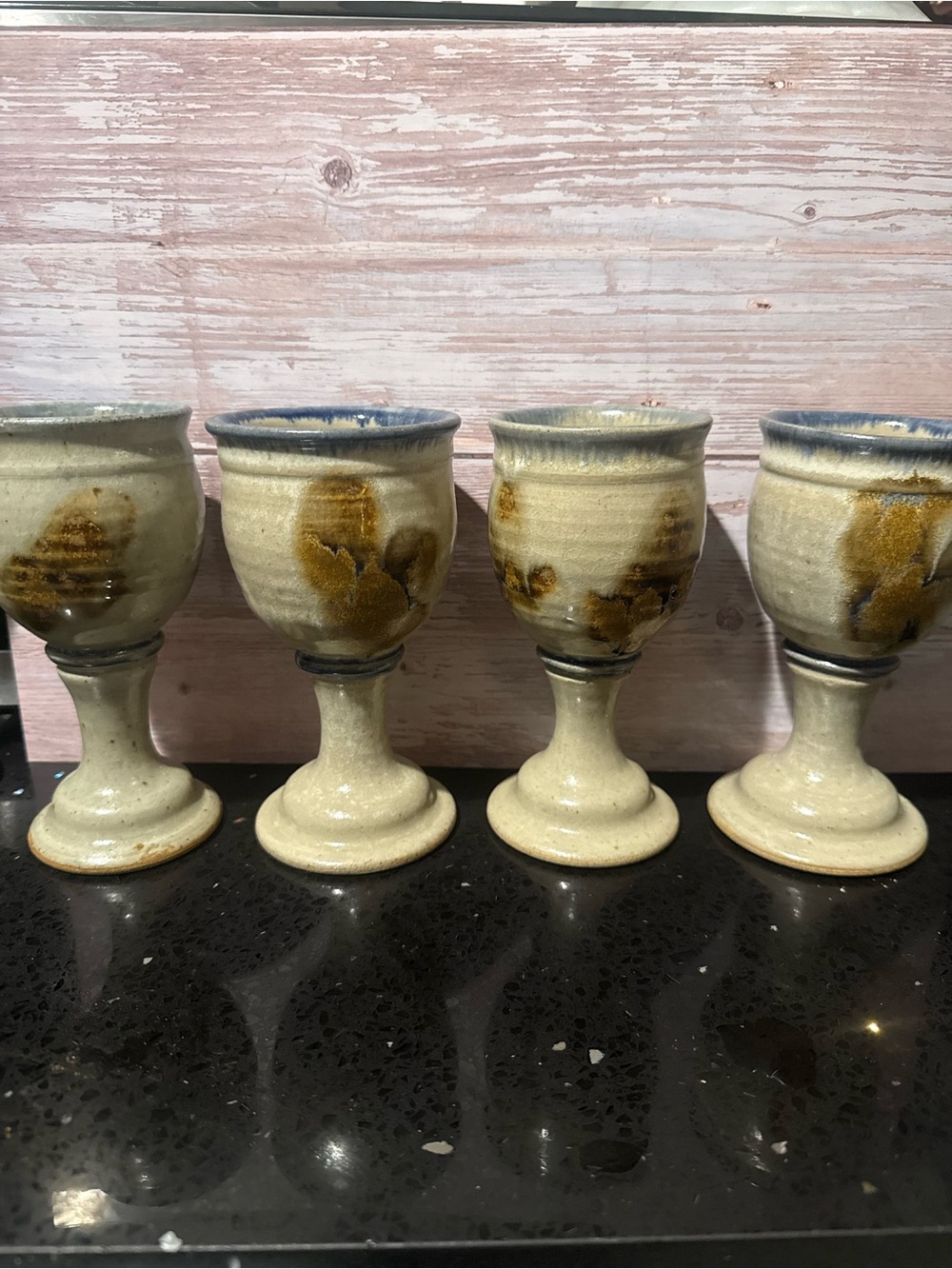 Handmade Ceramic Goblet - Cream and Brown Glaze